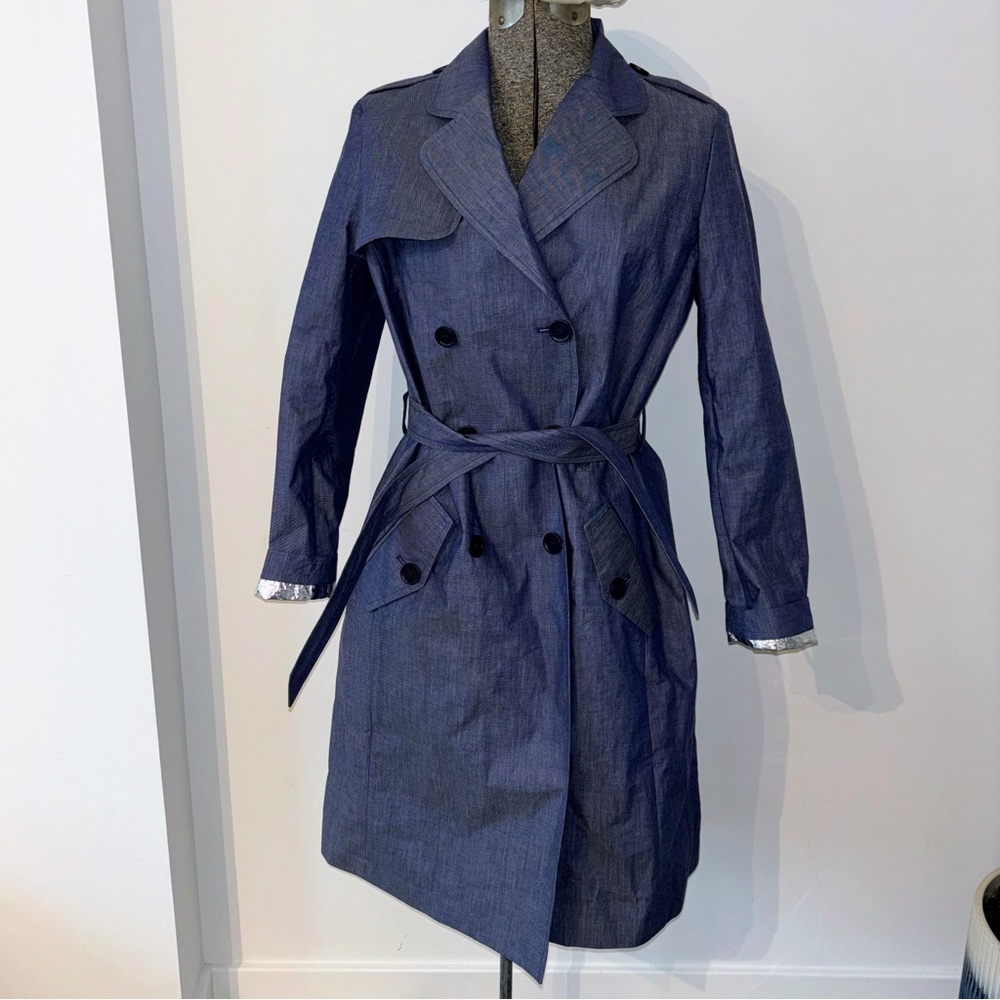 NWT Bonpoint dark denim blue trench coat